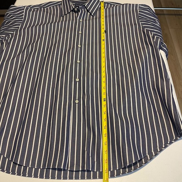 Ralph Lauren Mens XXL Blake Navy & White Striped Button-Up Shirt 100% Cotton - Picture 11 of 13